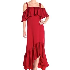 Jill Stuart Cold-Shoulder Flounce Gown